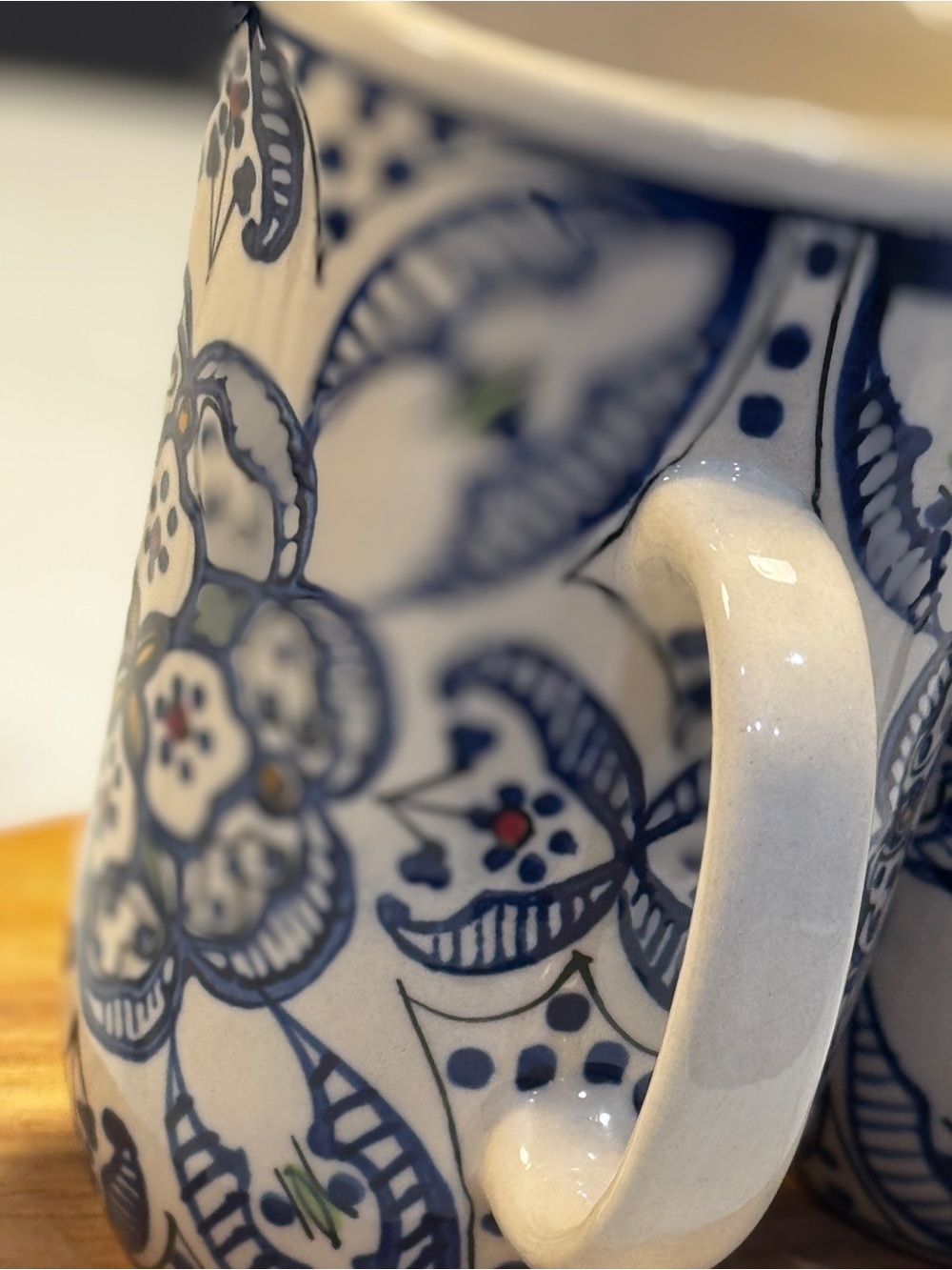 Tunis World Market Set of 2 White And Blue Hand Painted Ceramic Mug - Picture 7 of 7